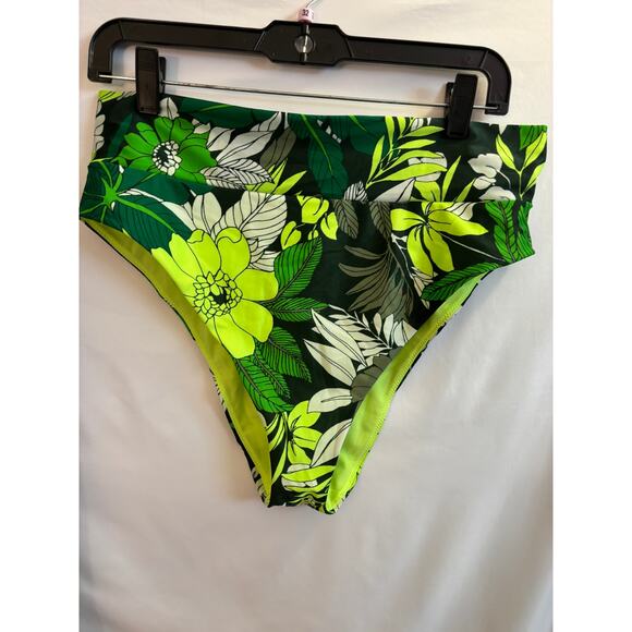 NWT Aerie High Cut Bikini Bottom – Green Floral – Size XL - Picture 2 of 5